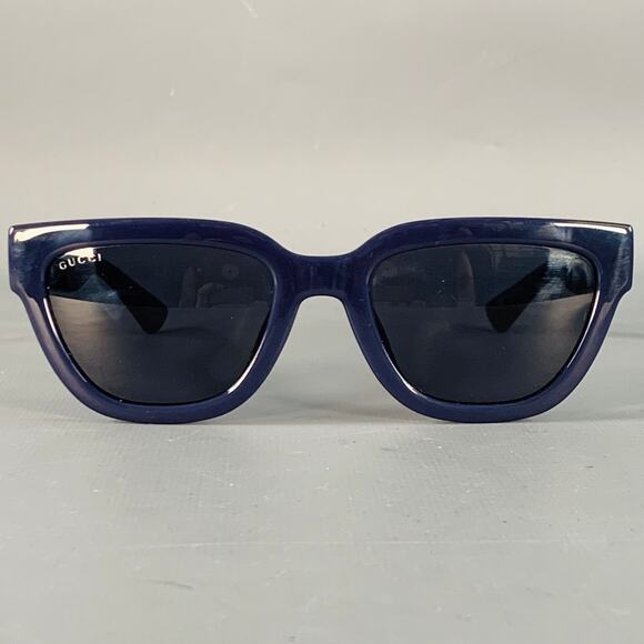 GUCCI Blue Gold Monogram Acetate Square Sunglasses - Picture 1 of 8